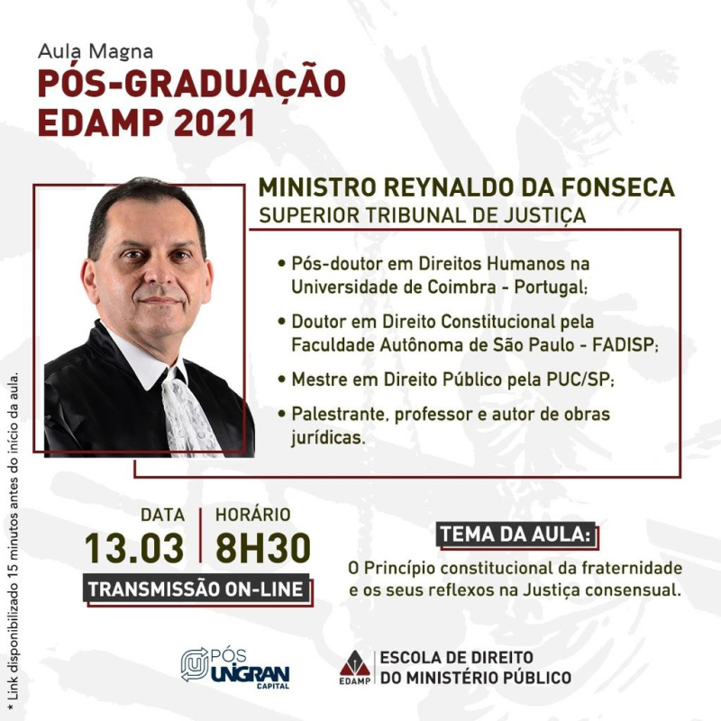 Aula Magna com o Ministro do STJ Reynaldo da Fonseca 